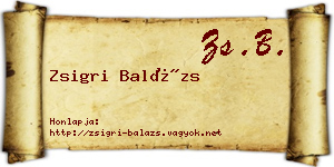 Zsigri Balázs névjegykártya